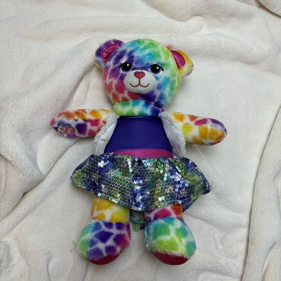 Build A Bear Rainbow Safari Bear With Outfit Colorful No Tag - Picture 1 of 7